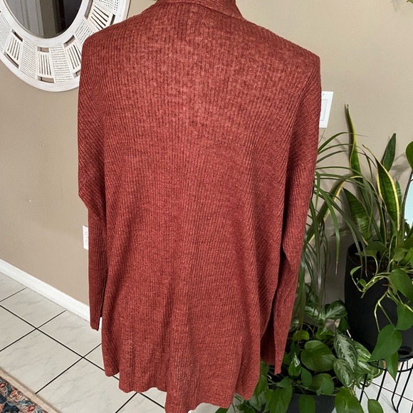 NEW Eileen Fisher XL Cardigan Sweater Organic Linen Open Front Rust Heather - Picture 7 of 13
